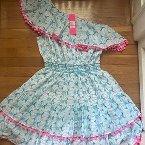 Lilly Pulitzer Addilyn Dress in Bermuda Blue Tropical Swirl Eyelet